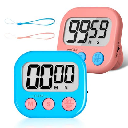 ZILLEEN Classroom Timer for Kids Teachers 2 Pack Digital Timers, Blue & Pink - color: Blue & Pink