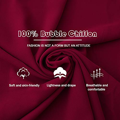 Yeieeo Chiffon Head Wraps for Women - Solid Color Fashion Bubble Chiffon Scarf Hijab - color: Maroon