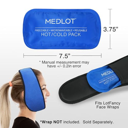LotFancy Gel Ice Packs, 2pc Reusable Hot Cold Pack for Therapy, Heating Cooling Gel Pad, Pain Relief for Face, Head, TMJ, Wisdom Teeth, Oral Facial Surgery, Sport Injuries, Migraine, Muscle Joint - style: 7.5 x 3.75in (2 Pack for Face Wrap)