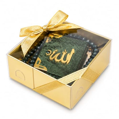 BABY SHOWER CHOCOLATE Set of 10 Islam Quran Tasbeeh Islamic Set | Holy Quran Prayer Beads Gift Box Favor (Green) - color: Green