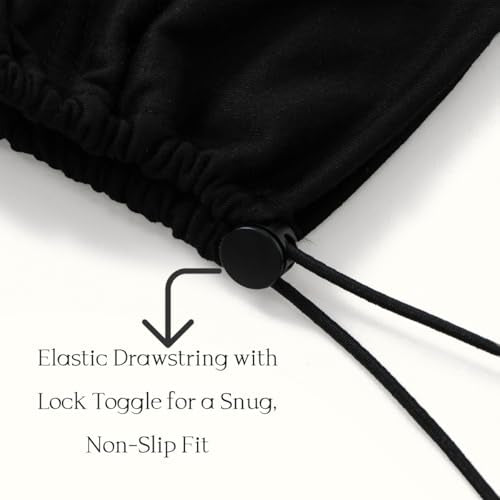 Women's Adjustable Elastic Drawstring Hijab Undercap, Soft Stretchy Jersey Underscarf Hijab Liner Hat - color: Black