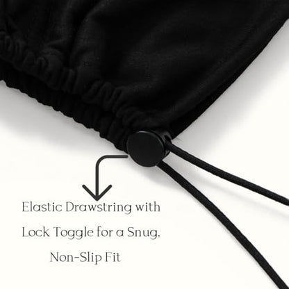Women's Adjustable Elastic Drawstring Hijab Undercap, Soft Stretchy Jersey Underscarf Hijab Liner Hat - color: Black