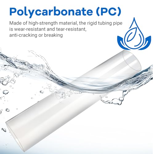 Luomorgo Clear PC Rigid Tubing Pipe, 1 Pack, Round Plastic Tube | 2.91 Inch (74mm) ID x 3.15 Inch (80mm) OD x 12 Inch (305mm) Length, for Fish Tank, Water Pipe & DIY Lighting - size: 74mmx80mm
