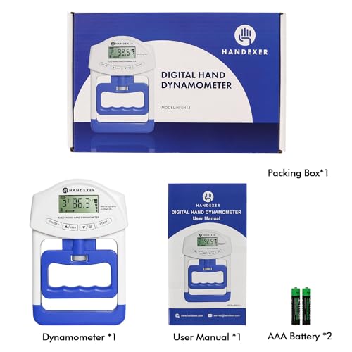 Grip Strength Tester, Digital Hand Dynamometer FDA Registered with Backlit LCD for Grip Strength Testing and Training