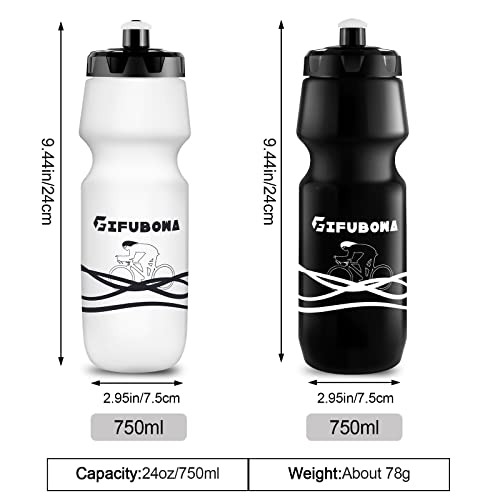 Bike Squeeze Water Bottles 24oz Bicycle Mtb Road Mountain Bottle Bpa Free for Riding/Running/Outddoor/Sport, 750ml, 2 Pack Black - color: Black 2 pack
