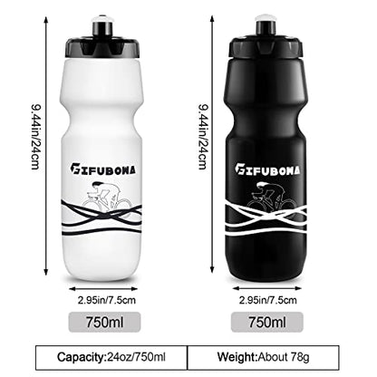 Bike Water Bottles 750ml Bicycle Mtb Road Mountain Bottle, Squeeze, Bpa Free Reusable Bike/Outdoors/Sports/Cycling/Running Water Container, 24 Ounce Volume, 2 Pack White - color: White 2 pack