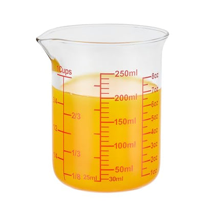 Ackers Glass Measuring Cup 1 Cup,8oz Borosilicate Liquid Measuring Cup with Spout - size: 1Cup,250ML