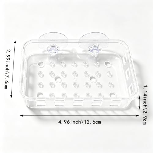 2 Pack Suction Cup Soap Dish Holder Soap Case Clear Acrylic Plastic Wall Mounted Shower Soap Holder Bathroom Kitchen Accessory Securely Holds Bar Soap, Sponge, and Toiletries