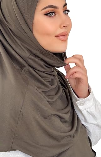 One pieces hijab, Amira hijab, Instant Hijab Scarf For Women, Practical Amira Jersey Hijab, Women Muslim Instant Hijab - color: N11 Khaki
