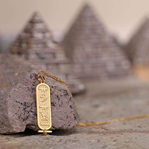 Personalized Cartouche Pendant Name Necklace, Hieroglyph Egypt Jewelry (XS, 925k sterling silver) (S, 925k sterling silver)