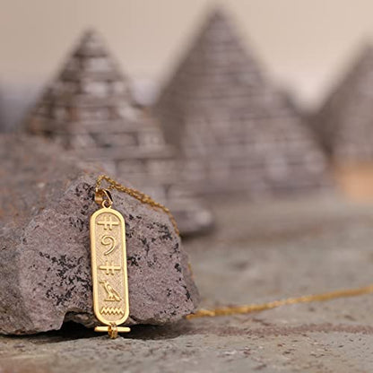 Personalized Cartouche Pendant Name Necklace, Hieroglyph Egypt Jewelry (XS, 925k sterling silver) (S, 925k sterling silver)