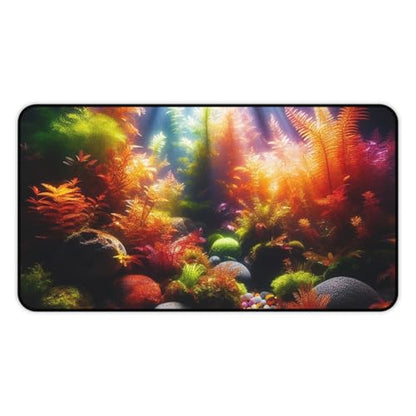 Vibrant Aquarium Gravel Desk Mat - Smooth Surface with Rubber Base - size: 12" × 22"