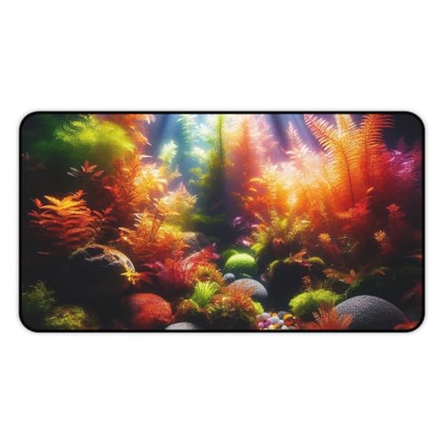 Vibrant Aquarium Gravel Desk Mat - Smooth Surface with Rubber Base - size: 12" × 22"