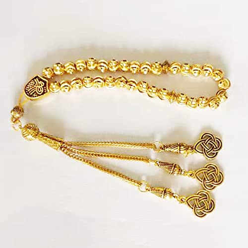 Gold tasbih Ramadan Gift Muslim Accessories on Hand Islamic Gift 33beads Bracelet Small Size for Pocket (6mm x 33 Beads)