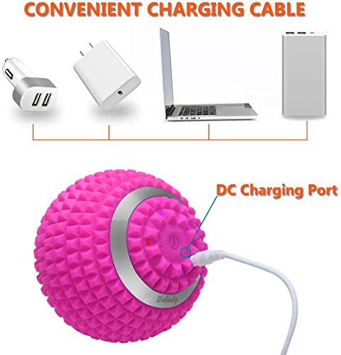 Vibrating Massage Ball 4-Speed High-Intensity Fitness Yoga Massage Roller, Relieving Muscle Tension Pain & Pressure Massaging Balls (Pink) - color: Pink