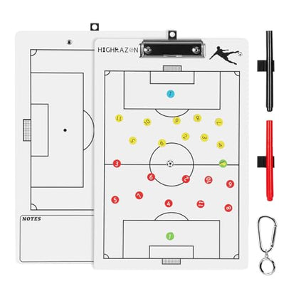Magnetic Soccer Coaches Clipboard, White Double-Sided Dry Erase Coach Board, Tactics Whiteboard with Color Magnetic Sticker and 2 Markers for Coaches Gift - style: Soccer-B
