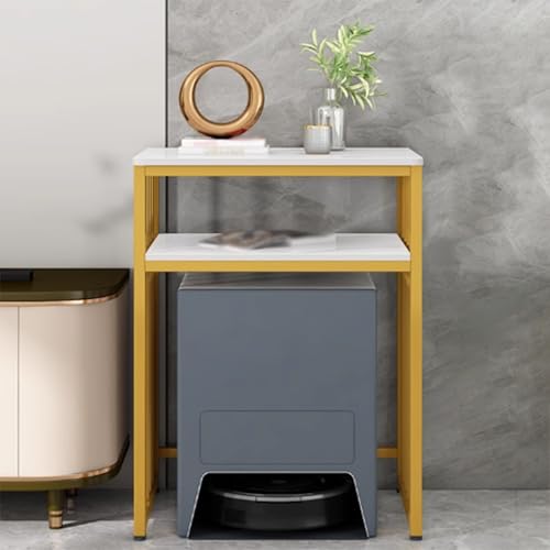 Home Smart Sweeper Station Shelf, Heavy-Duty Floor-Standing Sweeping Robot Storage Rack Side Table, Robot Vacuum Cleaner Storage Stand for Fish Tank Cabinet(Gold,L60cm/23.6in) - color: Gold, size: L60cm/23.6in