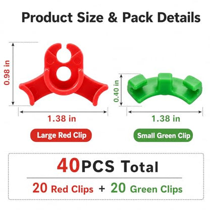 40pcs Plant Bender, Plant Training Clips, Lst Clips for Low Stress Training Plant Stem Support, Trellis Clamps for Climbing Plants Garden Plant Grow Tools(Red and Green)