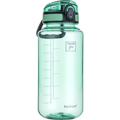 Fanhaw 32 Oz Clear Tritan Water Bottle, BPA-Free & Leak-Proof, Wide Mouth with Anti-dust Chug Lid, Reusable Plastic Bottle for Gym, Travel, School & Office, Back to School Essentials (Glow Green) - color: Glow Green, size: 32 Ounces