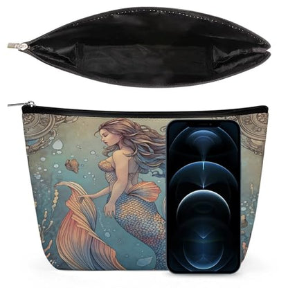 Mermaid Ocean Fantasy Makeup Bag, Travel Toiletry Organizer, Cosmetic Pouch for Women, Birthday Presents for Mom Girls Women Sisters - color: Mermaid Ocean Fantasy