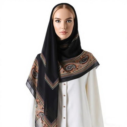 K-Elewon Large Square Scarf 51" Headscarf Chiffon Fashion Scarves Turbans Hair Wrapping Scarfs - color: A-black