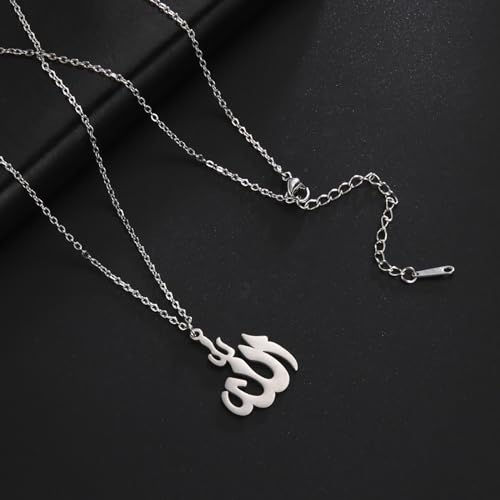 UNIFT Islamic Muslim Allah Layered Necklaces For Women Stainless Steel Charm Water Drop Heart Shape Allah Pendant Double Layer Necklace Islamic Jewelry - color: silver 2