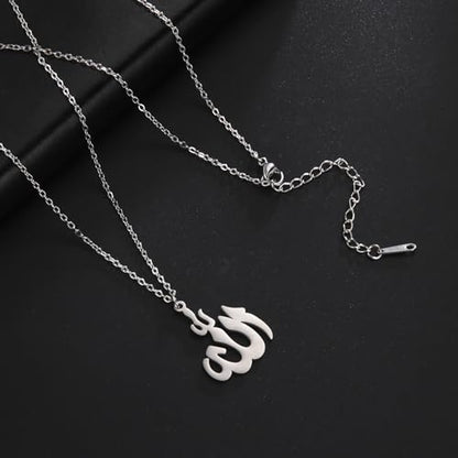 UNIFT Islamic Muslim Allah Layered Necklaces For Women Stainless Steel Charm Water Drop Heart Shape Allah Pendant Double Layer Necklace Islamic Jewelry - color: silver 2