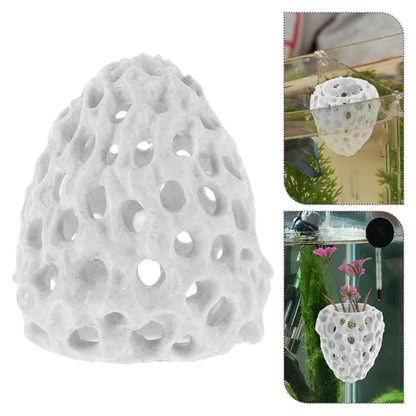 WOONEKY Shrimp Hideout Aquarium Cave with Multiple Holes Hollow Coral Rock Breeding Shelter Fish Tank Decoration for Freshwater Shrimp and Betta Fish