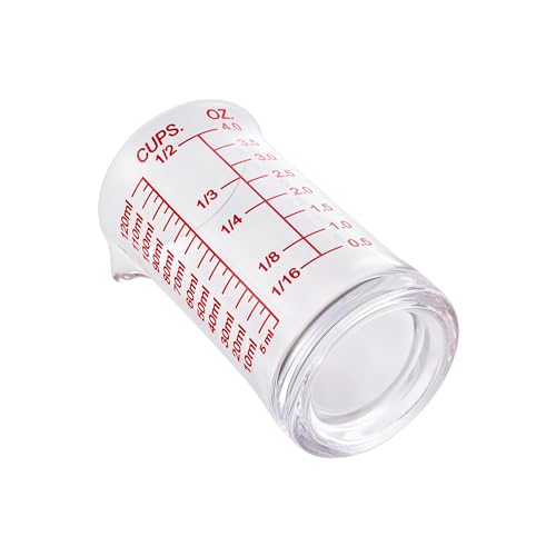 Ackers 4oz Glass Measuring Cup – Shot Glass with Ounce,Ml,Cups Markings for Kitchen & Bar(Pack of 2) - color: Red(Pack of 2)