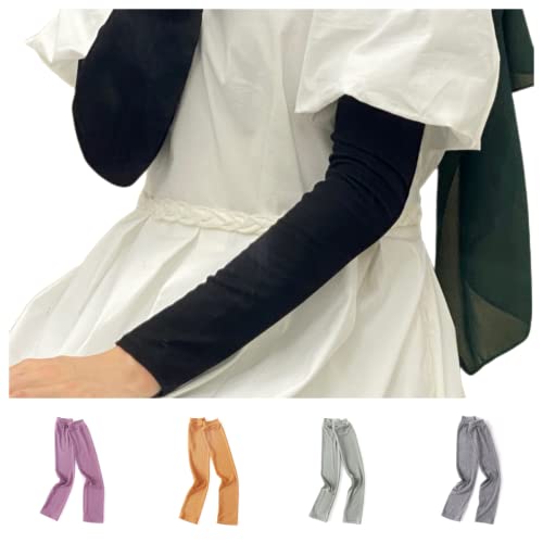 4 Pairs Muslim Elastic Arm Sleeves for Women Modal Cotton Sunscreen UV Protection lslamic Arab Ramadan Sleeve Cover - color: 3 +9 +15+ 21