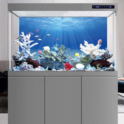 AWERT Undersea Aquarium Backdrop Sunshine Fish Tank Background 48x20 inches | AWERT Ocean Floor Underwater World Polyester Background - size: 48 x 20 inches
