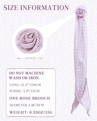 Chiffon Scarf for Women, Removable Flower Neck Scarf Light Soft Fashion Rose Scarves Versatile Headband or Hair Band - color: Blush Dot