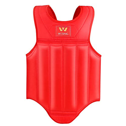 Wesing Martial Arts Muay Thai Boxing Chest Protector MMA Sanda Chest Guard - size: XX-Large, style: Red