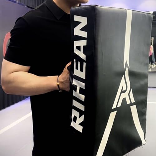 Martial Arts Kicking Shields - Kick Pad for Muay Thai, Taekwondo, Football, Basketball, Hockey Training - Denser Foam, Long Lasting PU Leather Kick Shield - style: 24×16in(L)-White Shield