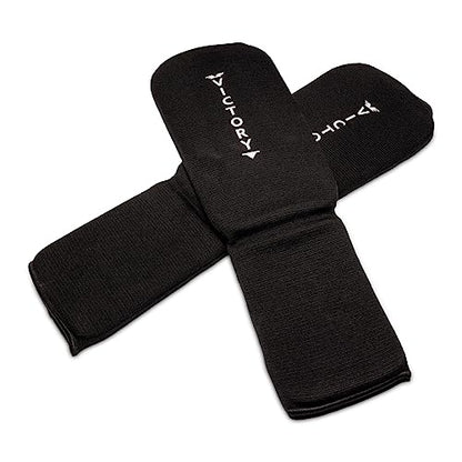 Cloth Shin & Instep Padded Guards - Kickboxing, Muay Thai Sparring Protective Leg Shin Foam for Kids and Adults (Pair) - size: Large
