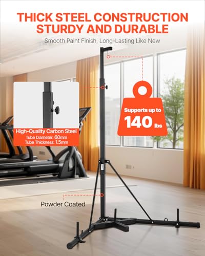 VEVOR Punching Bag Stand, Steel Heavy Duty Workout Training Equipment, Adjustable Height Boxing Punching Stand with Weighted Base, Holds Up to 140 lbs, Freestanding Sandbag Rack for Home Gym Fitness - style: Standard Punching Bag Stand with Weighted Base