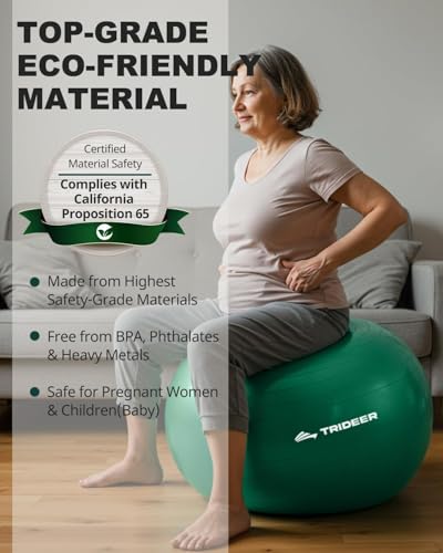 Trideer Exercise Ball for Physical Therapy, Core Strength, Stability & Balance Training, Swiss Ball for Yoga, Fitness & Rehabilitation - size: Standard Support-Large (23-26 inches/58-65 cm)