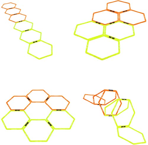 Hex Agility Rings for Speed Training & Agility Footwork Training Speed Hurdles Ladder with Carrying Bag (6 Rings)