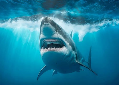 7x5 FT Shark Backdrop Shark Party Decorations Under The Sea Shark Underwater Aquarium Blue Sea Waves Great White Shark Background Shark Birthday Party Decorations Studio Props