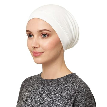 Cotton Modal Jersey Hijab with Matching Undercap, Women's Casual Style, 180cm × 70cm - color: White