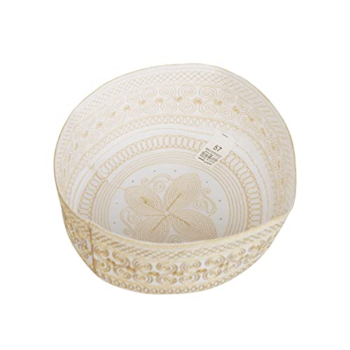 Mens Muslim Hat Islamic Prayer Cap, Muslim Eid Prayer Embroidered Kufi Fat Ramadan Mosque Arab Indian Prayer Cap - color: Gold