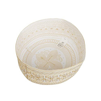 Mens Muslim Hat Islamic Prayer Cap, Muslim Eid Prayer Embroidered Kufi Fat Ramadan Mosque Arab Indian Prayer Cap - color: Gold