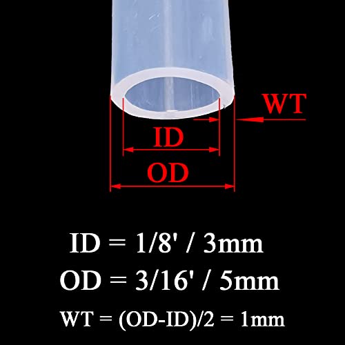 Silicone Tubing 1/8'(3mm) ID x 3/16'(5mm) OD 10ft(3m) Length Silicone Rubber Tube Air Hose for Gas Liquid Pump Transfer Clear - size: 3/16' x 1/8' x 10ft