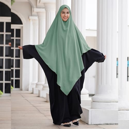 FYMNSI Women's Hijab Muslim Islamic Khimar Long Head Scarf Solid Color Modest Prayer Shawl Hijab Cover for Ramadan Eid