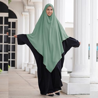 FYMNSI Women's Hijab Muslim Islamic Khimar Long Head Scarf Solid Color Modest Prayer Shawl Hijab Cover for Ramadan Eid
