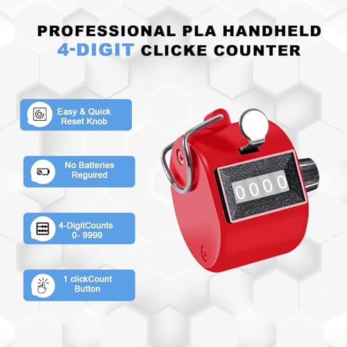 TESEAS Clicker Counter Handheld Tally Counter 4-Digit Number Counter, 2 Pack Hand Mechanical Counters Clickers Pitch Umpire Click Counter for Coaching, Knitting, People, Lap, Fishing, Golf, - color: 12pc