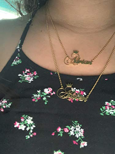 Custom Name Necklace Personalized, 18K Gold Plated Customized Nameplate Necklace Dainty Jewelry Gift for Women, Bridesmaid - color: Name Necklace with Crown