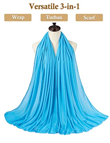 Nonbongoy Head Wraps for Black Women 71"x32" Long Soft Jersey Hijab Turban - color: 1- Sky Blue Headwrap