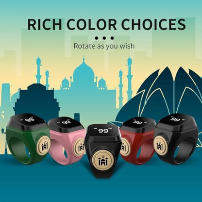 Smart Zikr-Ring, Rechargeable Electronic Digital Tasbih Counter Rings, Waterproof, 3 Sizes Finger Counter for Muslims, Prayer, Reminder(18mm Black) - color: Black, size: 18mm