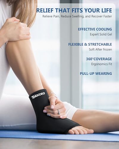 Ankle Foot Ice Pack Wrap for Injuries, Reusable Gel Ice Pack for Hot & Cold Therapy, Cold Therapy Compression Sleeve for Achilles Tendonitis,Plantar Fasciitis,Swelling,Sprained,Pain Relie - size: Lx1, style: Original